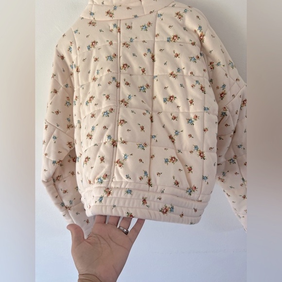 Forever 21 Light Pink Floral Quilted Full Zip Cropped Jacket Plus Size 1X - Picture 8 of 9